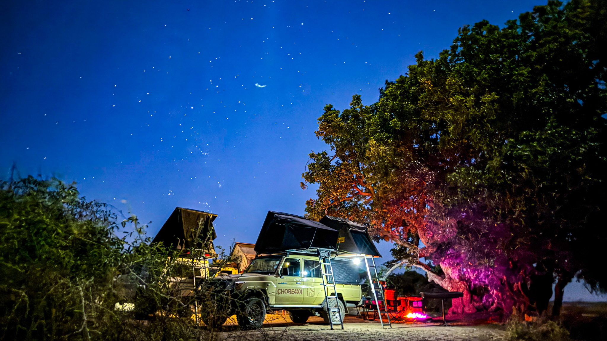 Enjoying a cozy camping evening